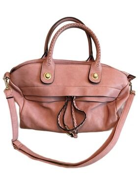 Kohl's Dusty Rose Faux Leather Pocket Tote Satchel with Gold Hardware